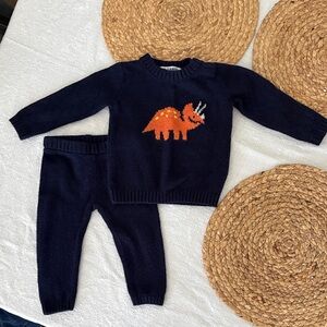 Old Navy Navy Blue Knit Matching Set with Orange Dinosaur